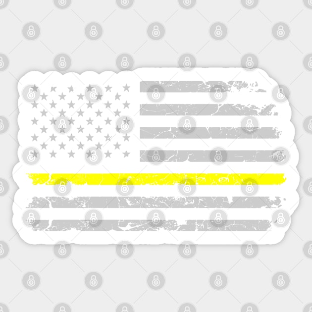 Thin Yellow Line Horizontal Flag 911 Dispatcher Operator Sticker by merchlovers